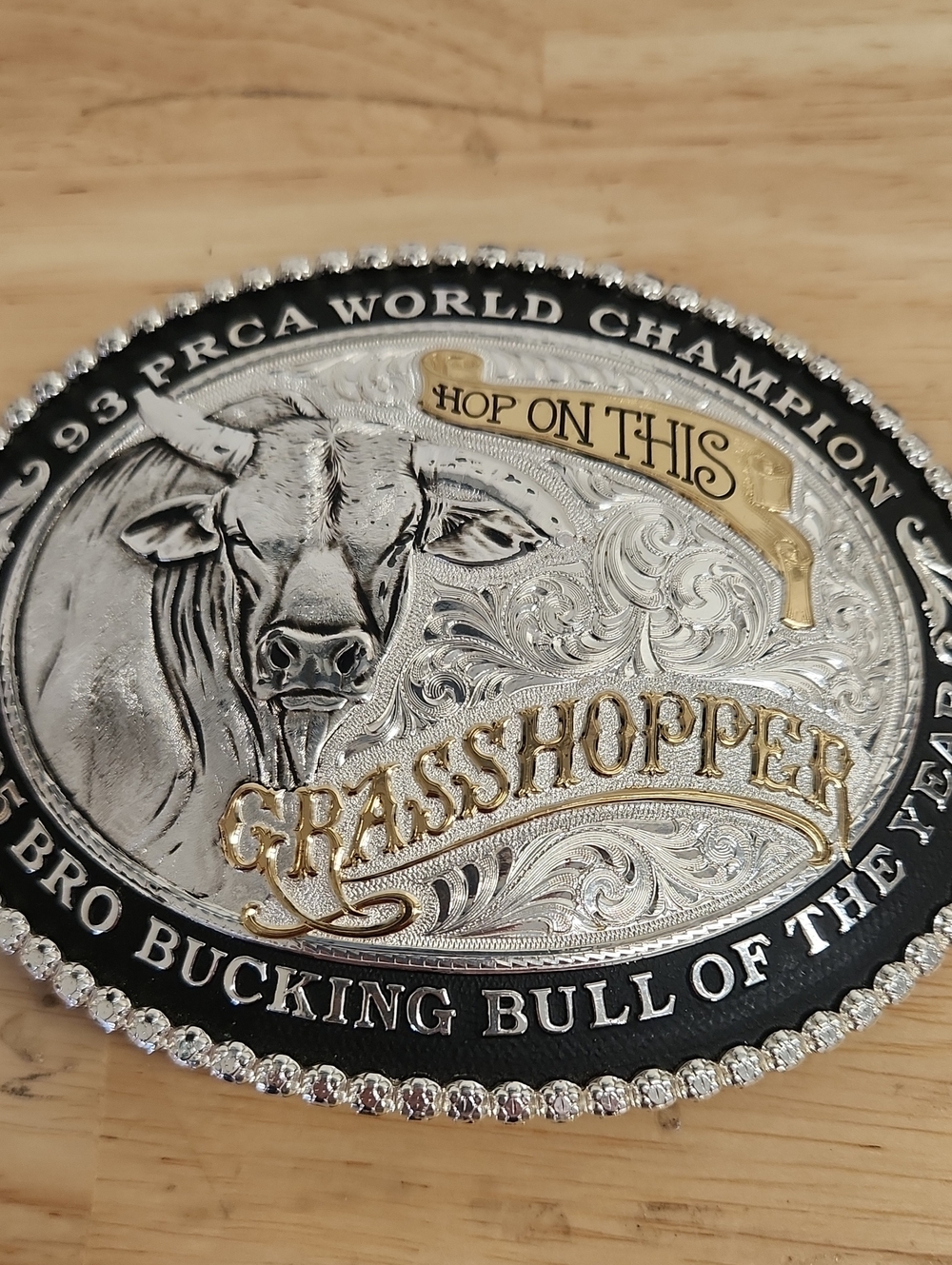 Rodeo Belt Buckle 1993  Silver Bucking Western Vintage - Picture 2 of 5